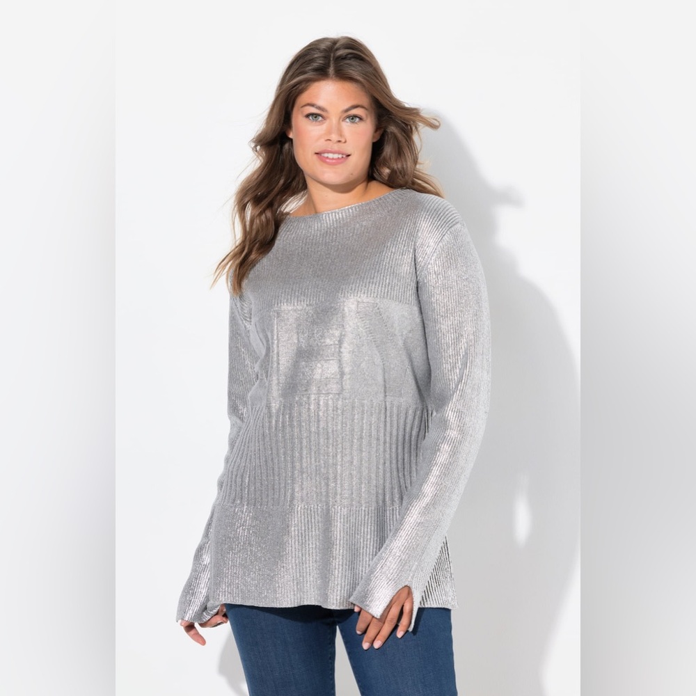 Ulla Popken Plus Size Gray Knit Sweater